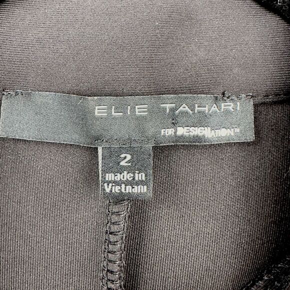 Elie Tahari Black‎ Front Zip Fit & Flared Skirt Sleeveless Scuba Dress Size 2 - Picture 3 of 8